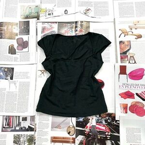 Brandy Melville dark green square neck cotton top one size